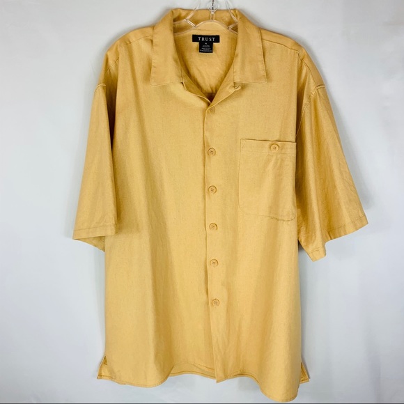 Trust Other - TRUST MEN XL TAN LINEN BLEND SHORT SLEEVE SHIRT